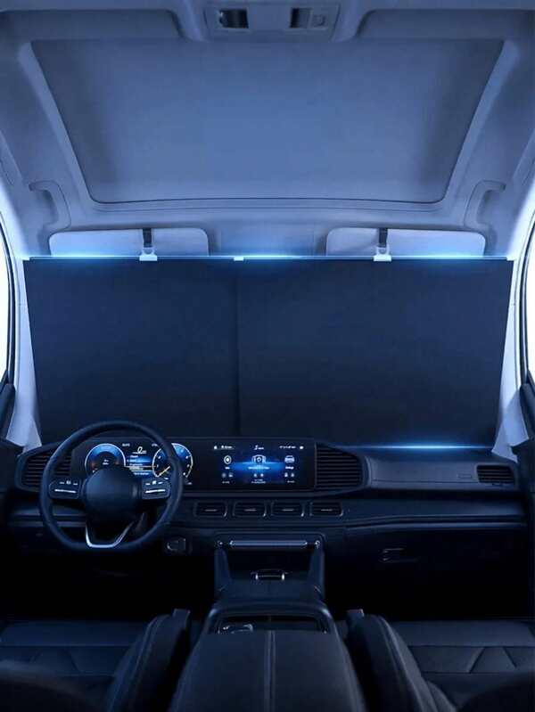 Parasol retráctil para parabrisas de coche, aislamiento térmico de 9 capas con 0 transmisión de luz, protección UV, parasol enrollable automático, sin ventosa, fácil instalación, ajuste universal para ventana delantera de coche, SUV, camión, verano