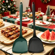 Spatule en silicone pour crêpes, compatible avec les poêles anti-adhésives, résistante à la chaleur, ne se décolore pas, anti-brûlure, avec trou de suspension, options multicolores - Multicolore - Voir 2