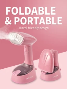 SOKANY Foldable Handheld Garment Steamer, Powerful Portable Clothing Steam Iron, 30s Rapid Heating, 120ml Leak-Proof Water Tank, Mini Travel Steam Iron, Suitable For Home And Travel, One-Button Continuous Steam Output - Pink - View 2