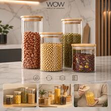 Kit 4 Potes Herméticos Tampa Bambu Organizador Mantimentos Cozinha - Visão 2
