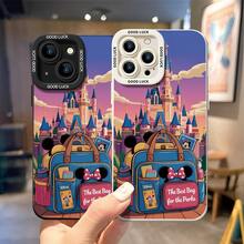 Disney Castle & Minnie Mouse Travel Bag Phone Case, Decorated With Park Bag, Polka Dot Bow & "The Best Bag For The Parks" Letter Patterns, Shockproof Protective Cover Compatible With IPhone 17/16/15/14/13/12/11 Pro, Perfect Gift For Family, Friends, Birthdays, Holidays, Boyfriends, Girlfriends & Valentine's Day - trắng - Xem 4