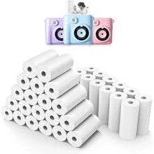 6/12/16/21/25/32 Rouleaux de papier thermique pour appareil photo pour enfants, papier de rechange pour appareil photo pour enfants, rouleau de papier pour appareil photo pour enfants, papier pour appareil photo pour enfants, papier sans encre - facile à remplacer - Ensemble - Voir 1