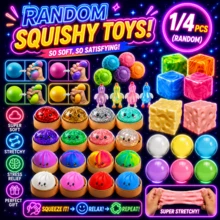 1/4PCS Random Color & Style Squishy Stress Relief Toys Set, Soft Slow Rising Stretchy Fidget Sensory Toy Bundle For Kids & Adults, Cute Desk Toys Party Gift - 彩色 - 查看 1
