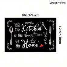 4 piezas Manteles individuales con patrón de cocina negra, diseñados con gráficos de utensilios de cocina, adecuados para la decoración del comedor, uso doméstico, restaurante, camping y fiestas, para todas las estaciones - Multicolor - Ver 4