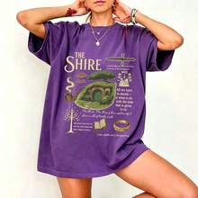 The Shire Shirt, Fantasy Book Lover Shirt The Rings Second Breakfast Rivendell Shirt Lord Of Shirt Gift For Book Lover100% Cottonsummer Outfits For Wo - 紫色 - 查看 1