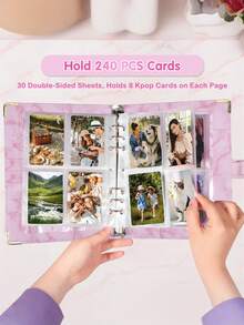 1pc Marble Pattern Cover + 25 Sheets 4-Slot Inner Pages A5 Notebook Photo Album With 4 Pockets 6-Ring PU Leather Loose-Leaf Personal Organizer Photo Album - Multicolor - View 6