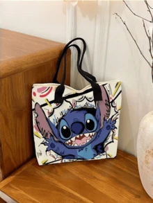 Túi tote in hình hoạt hình dễ thương Lilo & Stitch & Angel của Disney, túi đeo vai bằng vải canvas in họa tiết da báo màu hồng, túi xách tay thường ngày in hình Stitch & Angel, túi đeo vai thời trang in hình nhân vật Disney, túi xách tay nhẹ nhàng thường ngày. - Nhiều màu - Xem 10