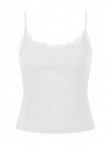 Women Y2k Fairy Lace Trim Cami Tank Tops With Built-In Bra Spaghetti Strap Sleeveless Camisole Crop Tops Sexy Backless Slim Fit Vest Shirt Summer Going Out Tops Aesthetic Clothes Streetwear - 白色 - 查看 4