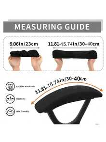 2pcs/Set Sarung Sandaran Tangan Kursi Kantor Warna Polos Jacquard Elastis Pelindung Sandaran Tangan Kursi Anti Selip Sarung Kursi Sofa untuk Kantor dan Rumah - MultiWarna - View 3