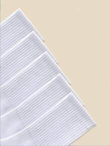 1/3/5/10雙女款素色襪子，透氣舒適柔軟蓬鬆，適合日常穿著、居家、辦公室、學校及運動 - 白色 - 查看 3