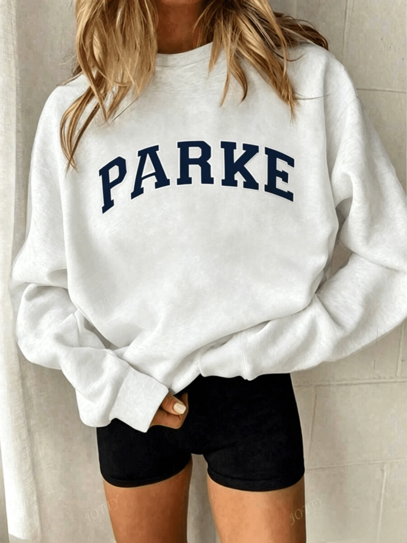 1PCSWomen's Casual "PARKE" Letter Print Loose Pullover Sweatshirt, Encountering Lazy Fashion.-Premium Cotton Graphic Printed Round Neck T-Shirts-365TValentine Gift