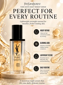 Tinh chất dưỡng da ban đêm YSL Pure Shots Night Reboot Serum, 30ml (dung tích lớn) / 7ml (dung tích du lịch) / 10 chai mini 1ml, kết cấu dầu-nước kép, thấm nhanh, ổn định và tái tạo da, làm sáng và tăng cường độ rạng rỡ, dưỡng ẩm sâu, phục hồi hàng rào bảo vệ da, cải thiện tình trạng da xỉn màu, kết cấu nhẹ không nhờn rít, phù hợp với mọi loại da, đặc biệt là da xỉn màu, nhạy cảm và hỗn hợp. Sử dụng ban đêm và hàng ngày, quà tặng ngày lễ Giáng sinh, Valentine. - Tinh chất dưỡng da ban đêm YSL Saint Laurent Night Queen - Xem 11
