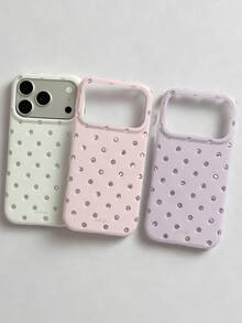 可愛圓點冰川紋理柔軟手機殼，適用於 iPhone 17 Pro Max 17 Pro 17 12 13 14 15 16 Pro Max 11 17 16 15 14 13 12，女性亮面保護套 - 白色 - 查看 2