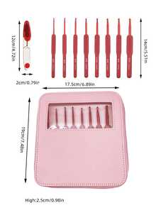 9pcs Ergonomic Red Handle Crochet Hook Set, Covering 2.5mm-6.0mm Common Sizes, Comes With Safety Protective Yarn Scissors, Pink Transparent Window Zipper Storage Bag, Dust-Proof And Portable, Suitable For Crochet Dolls, Shawls, Home Textiles DIY Crafts - Red-handled Crochet Set - View 8