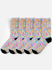 Calzini da uomo con stampa 360° - Calzini streetwear, geometrici, a diamante, triangolari, con animali, colorati, hip hop, adatti per uso quotidiano, vacanze & occasioni di festa - Multicolore - Visualizzare 5