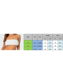 Women Cropped Tube Tops Sleeveless Off Shoulder Strapless Tiered Ruffle Trim Bandeau - White - View 8