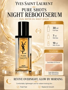 Tinh chất dưỡng da ban đêm YSL Pure Shots Night Reboot Serum, 30ml (dung tích lớn) / 7ml (dung tích du lịch) / 10 chai mini 1ml, kết cấu dầu-nước kép, thấm nhanh, ổn định và tái tạo da, làm sáng và tăng cường độ rạng rỡ, dưỡng ẩm sâu, phục hồi hàng rào bảo vệ da, cải thiện tình trạng da xỉn màu, kết cấu nhẹ không nhờn rít, phù hợp với mọi loại da, đặc biệt là da xỉn màu, nhạy cảm và hỗn hợp. Sử dụng ban đêm và hàng ngày, quà tặng ngày lễ Giáng sinh, Valentine. - Tinh chất dưỡng da ban đêm YSL Saint Laurent Night Queen - Xem 2