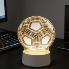 1個籃球造型3D壓克力夜燈，USB供電籃球LED燈，居家室內裝飾夜燈，桌面藝術裝飾照明，適合籃球迷生日派對節日的理想禮物，家居裝飾 - 足球 - 查看 5