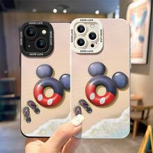 Disney Mickey Mouse Beach Swim Ring Phone Case, Decorated With Sand, Seawater & Flip‑Flop Patterns, Shockproof Protective Cover Compatible With IPhone 17/16/15/14/13/12/11 Pro, Perfect Gift For Family, Friends, Birthdays, Holidays, Boyfriends, Girlfriends & Valentine's Day - trắng - Xem 4