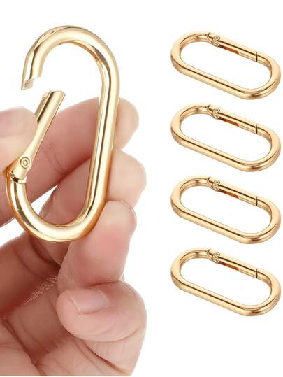 1 pieza Mosquetón ovalado de metal, anillo de llave con resorte de metal, clip duradero para placa de perro ovalado, adecuado para mochila, billetera y reemplazo de anillo de llaves