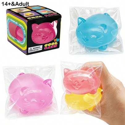 1pc Cute Cat Shaped Stress Relief Ball. Made Of Soft And Slow Rebound TPR Material, Suitable For Office Relaxation, Home Entertainment And Anxiety Relief. Can Be Used As A Home, Living Room Or Bedroom Decoration. Also Suitable As A Classroom Prize, Adult Party Small Gift, Birthday Gift Or Holiday Gift For Friends, Family, Best Friends Or Partners. Color Is Random.