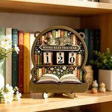 1/3pcsBooks Read This Year Wooden Reading Tracker Calendar, Rotating Number Counting Decorative Ornament For Book Lovers, Home Library & Bookshelf Display - Reading Counting Ornament - View 3