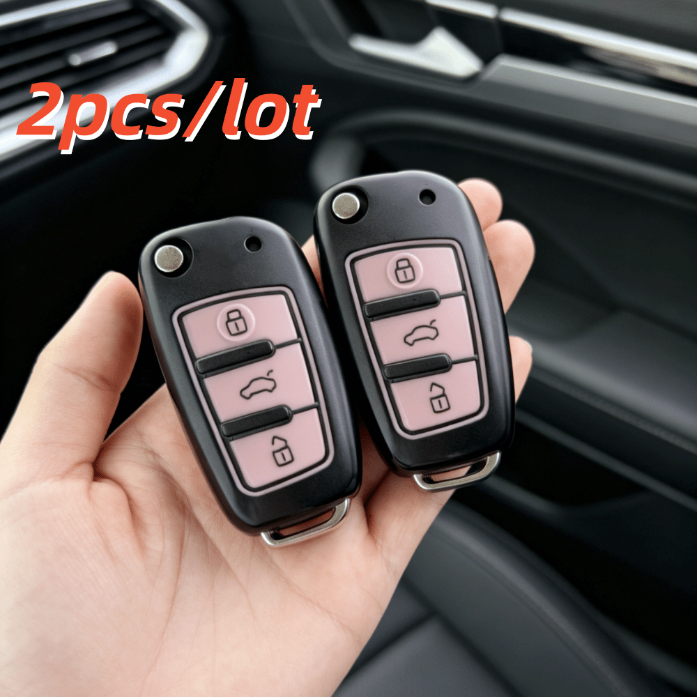 2pcs Car Key Case Covers For Audi A2 A3 A4 A6 A6L A8 Q7 TT, Fits The Car Key Shown Only - Multicolor - View 7