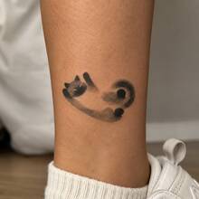 1pc Waterproof & Smudge-Proof Temporary Tattoo Sticker, PVC Realistic Small Cat Tattoo Decal For Daily Use - Grey - View 5