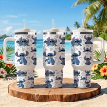 Disney Stitch And Angel 40 Oz Tumbler With Handle And Straw, Lilo & Stitch Stainless Steel Insulated Travel Mug, Cute Reusable Iced Coffee Cup, Romantic Valentines Day Gift For Her - Mũi khâu - Xem 16