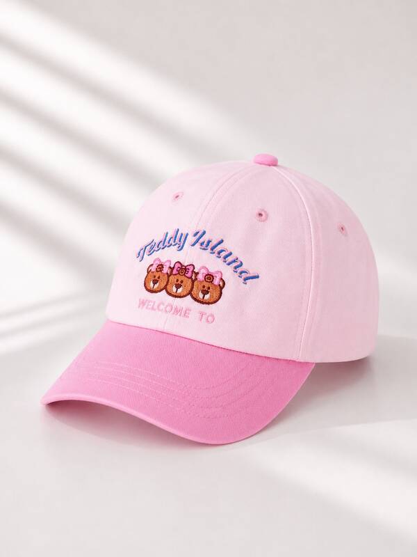 mini bala Kids Cute Bear Embroidered Bicolor Cap - Casual Baseball Hat