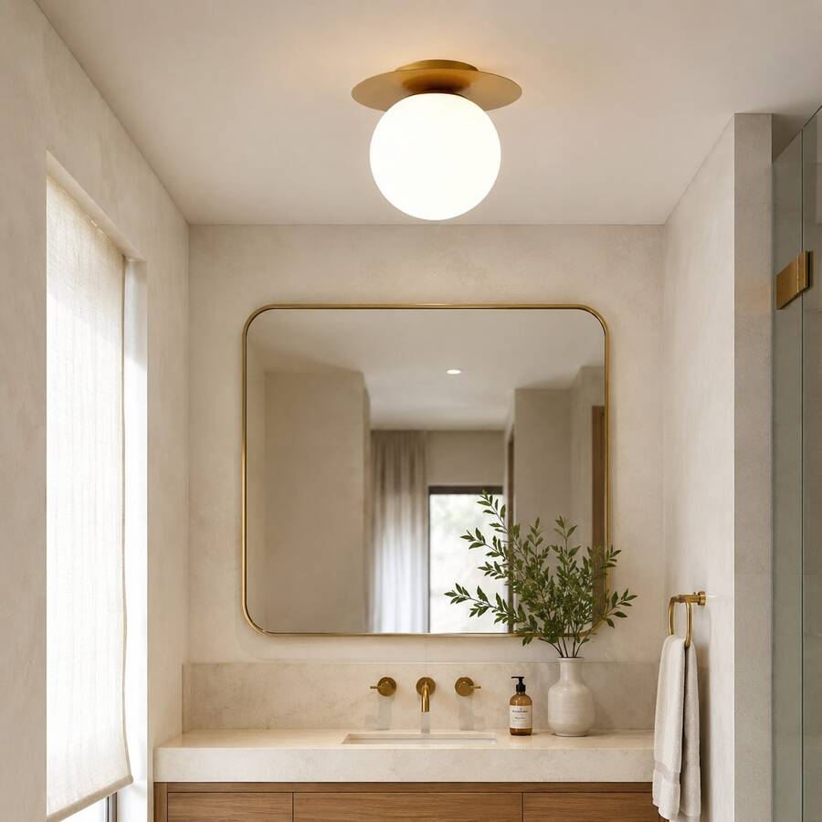 1 đèn trần hình cầu tròn tối giản hiện đại, đế đèn E27, đấu dây trực tiếp, thích hợp cho ban công, lối vào, hành lang, phòng ngủ (Không bao gồm bóng đèn) - Nhiều màu - Xem 1