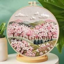 Countryside Floral Landscape Embroidery DIY Kit, Beginner Friendly With Embroidery Frame And Instructions, Home Decor Handmade Ornament - Multicolor - View 5