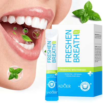 20pcs Obat Kumur Probiotik Rasa Mint, Penyegar Mulut Bebas Alkohol, Membersihkan Sisa Makanan di Selaput Gigi, Tidak Iritasi, Menghilangkan Bau Mulut, Cocok untuk Penggunaan Sehari-hari di Rumah, Pembersihan Setelah Makan, Kencan dan Perjalanan Bisnis