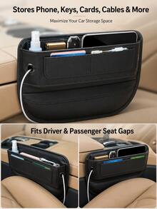Universal Car Seat Storage Bag, Center Console Storage Bag With Card Slots; Suitable For Sedans, SUVs, And Trucks. - A - View 4