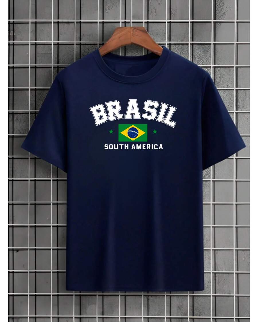 Men's 100% Cotton Streetwear T-Shirt Argentina Premium Unisex T-Shirt - 藏蓝色 - 查看 1
