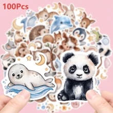 50/100張夢幻動物貼紙－柔和色調熊貓、狐狸與水母在雲朵與花朵中，乙烯基貼紙，適用於水壺、筆記本電腦與剪貼簿，適合成人與青少年，返校季 - A - 查看 12