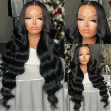 Bling Hair Glueless Wear And Go Human Hair Wig Body Wave 13x4 13x6 360 Lace Front Wig For Women 180% Density Pre-Cut Transparent Invisible Wigs Pre-Plucked With Baby Hairs Ready To Wear Brazilian Remy Hair - Natural Black - 查看 5