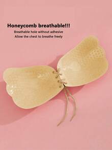 Adjustable Drawstring Tightening Small Breast Invisible Silicone Bra Pads, Women's Strapless Adhesive Bra Inserts - Apricot - View 5