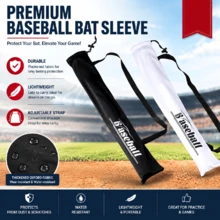 Baseball Bat Storage Bag With Shoulder Strap, Thick Lined Protective Cover, Drawstring Closure, Multi-Size (68/78/88cm) Fit For Baseball & Softball Bats, Black/White Optional - White - View 1