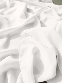 1pc Ladies Pleated Satin Scarf, Imitation Silk Scarf Accessory - White - View 2