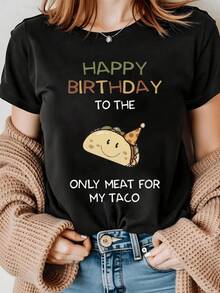 Birthday Party With A Fun Smiling Taco Wearing A Party Hat, Radiating Joy And Humor. Perfect For Mexican Food Lovers. Comfortable Casual Women's T-Shirt, A Fun Gift. - Black - View 8