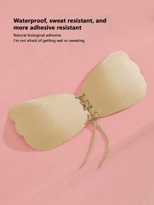 Adjustable Drawstring Tightening Small Breast Invisible Silicone Bra Pads, Women's Strapless Adhesive Bra Inserts - Apricot - View 9