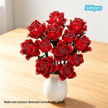 Simulated Rose Display Model - 546Pcs Romantic Rose Bouquet Building Blocks Set For Adults, Eternal Flower DIY Model Kit, Valentine's Day Christmas Gift For Women Her - Multicolor - View 8