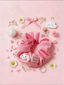 Miniso Waffle Knit Scrunchie Hair Tie 1Pc Soft Stretchy Comfortable Convenient Practical Easy To Use For Women Adults Daily Wear Party Casual Gift Includes Ponytail Holder Elastic Hair Band Hair Ring - Style1 - View 3
