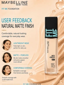 Maybelline 美寶蓮柔霧防曬版粉底液#115，5/30毫升裝，長效滋養，三效合一，無妝感，霧面無瑕妝效，適合油性肌膚 - 美寶蓮FITME粉底液 柔霧版115 - 查看 9