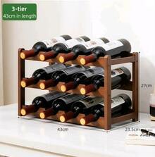 Portavasos de vino de bambu, bodegonde mesa para botellas de color marron, opcionesdisponibles de 12 a 16 botellas - Rotbraun - Übersicht 5