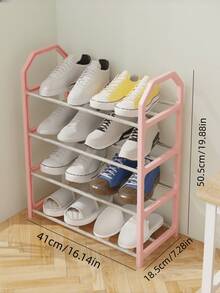 4-Tier Shoe Rack Storage Organizer, Metal & Plastic Sturdy Structure, Space-Saving Stackable Design, Easy Assembly & Disassembly, 6kg Load Capacity, Suitable For Entryway, Closet, Bathroom & Dorm, Holds Up To 8 Pairs Of Shoes - Multicolor - View 14