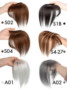 8-14 Inch Human Hair Topper With Bangs, 360° Natural Voluminous Clip-In Hairpiece For Women, Covers Thinning Hair, Silky Straight Texture, A01/A02 Style, Summer Travel And Holiday Accessory - S4/27 - View 4