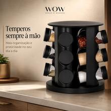 Porta Temperos Giratório Com 9 Potes De Vidro Cor Preto - Visão 2