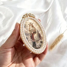 1pc Exquisite Refrigerator Magnet, Vintage Oval Decorative Magnetic Sticker, Handcrafted Metal With Rhinestones, Interesting Godfather Holding Cat Pattern Fridge Magnet, Perfect Gift, Home Decor! - one-size - View 8